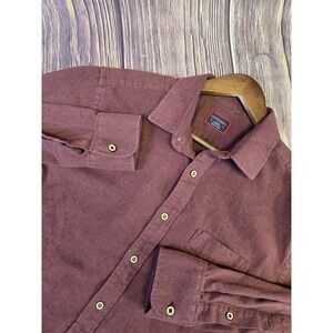 UNTUCKit Mens Sherwood Flannel Button-Up L/S‎ Shirt L Regular Fit Burgundy